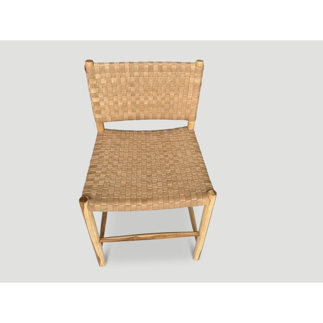Contemporary Andrianna Shamaris Handwoven Minimalist Leather Chair For Sale - Image 3 of 6