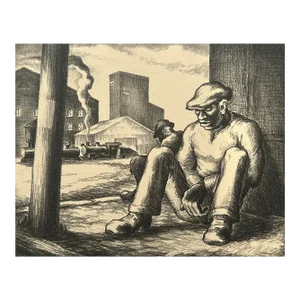 Richard Hood (1910-1995) - Wpa Untitled Figurative Etching, Signed (C. 1938)