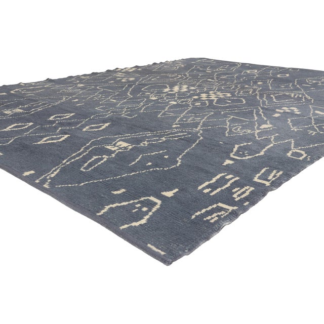53444 Turkish Moroccan Rug, 07'07 x 10'05. The Nomadic Codex: A Contemporary Moroccan Masterpiece of Tribal Abstraction...