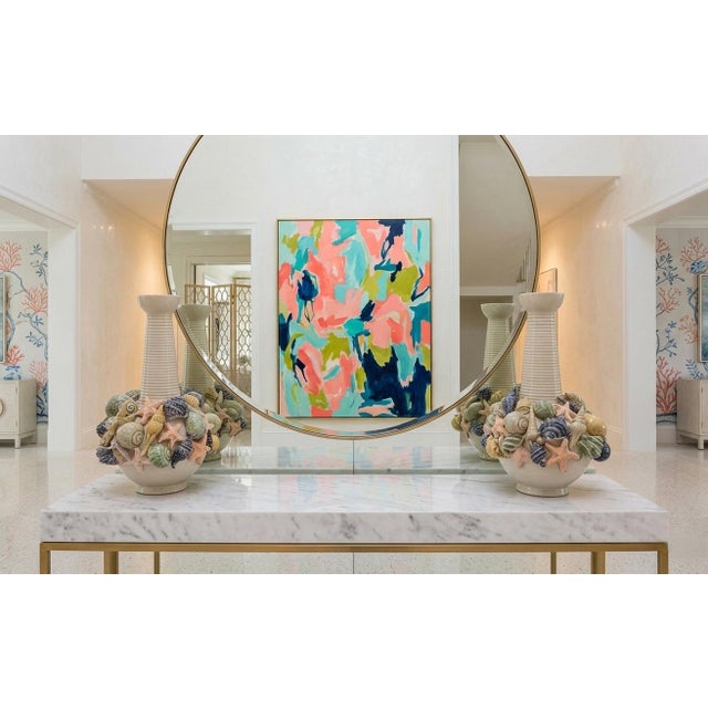 Ceramic Pair of Exuberant Italian Coastal Ceramic Shell Vases For Sale - Image 7 of 10