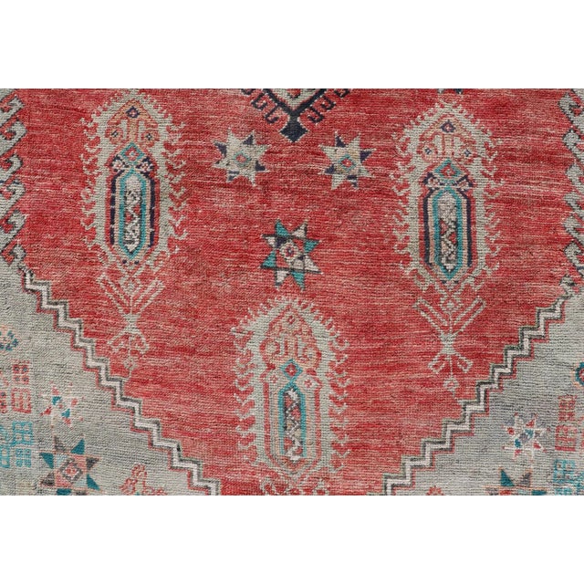Textile Antique Turkish Oushak Rug With Red, Soft Blue, Teal, and Cream Accents For Sale - Image 7 of 13