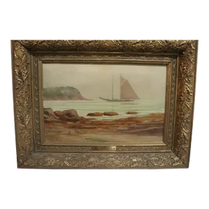 Early 20th Century James Everett Stuart Seascape Painting, Framed