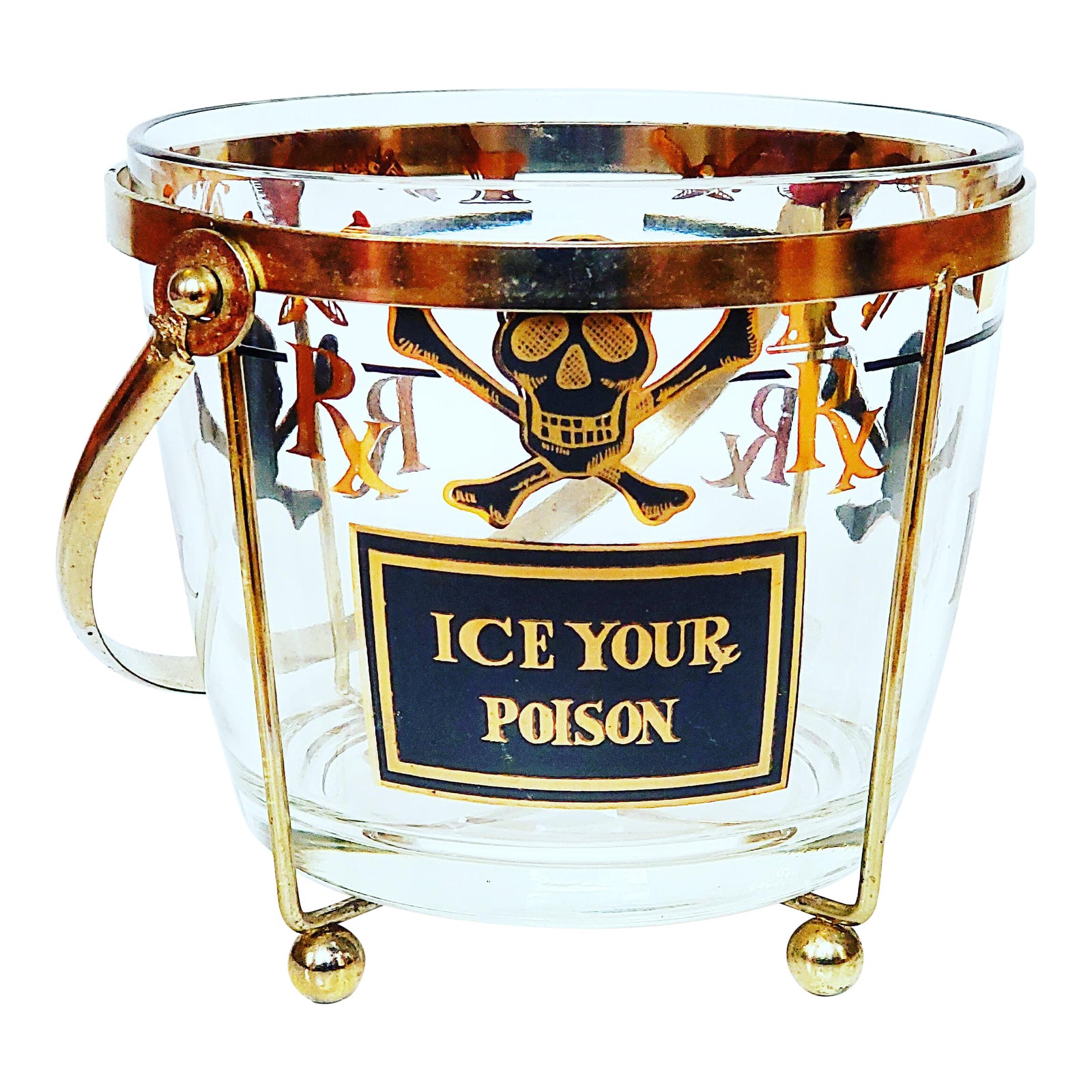 1960s Briard Poison Ice Bucket, "Name Your Poison" Pattern