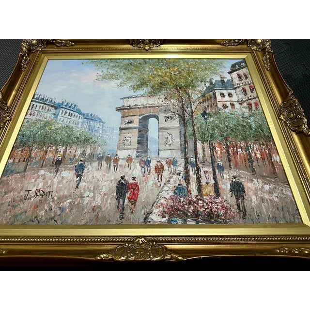 French 1960s French J. Bardot Artist Signed Framed Oil Painting on Canvas For Sale - Image 3 of 8