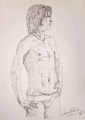 Anthony Roaland, Portrait of a Boy, Original Pen Drawing, 1981
