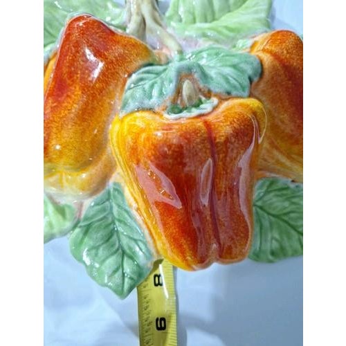 Vintage Italian Majolica Vegetables Peppers Wall Sculpture For Sale - Image 4 of 6