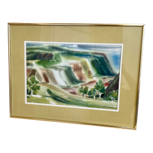 Original Watercolor Expressionistic Abstract Painting Signed by the Artist - Framed