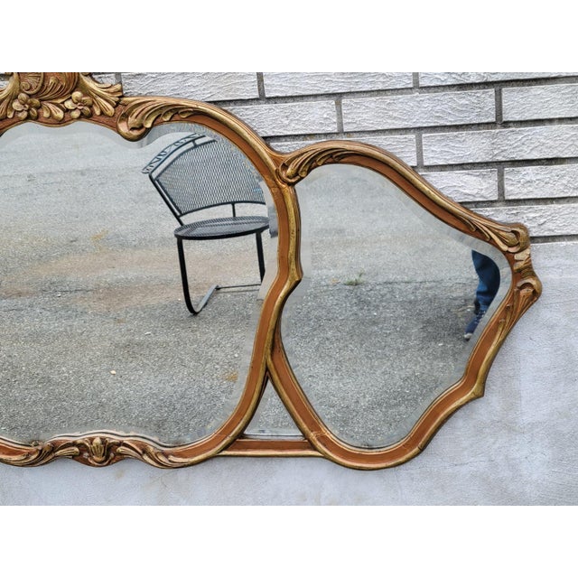 1920 Louis XV Style Triple Gilded Wall Mirror Gold Rococo Accent For Sale In Philadelphia - Image 6 of 17