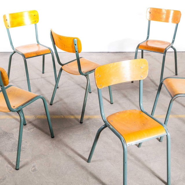 Stacking Dining Chairs with Wide Back Rest from Mullca, 1950s, Set of 4, in Good conditions. Designed 1950 to 1959