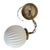 Metal 1950s Art Deco MCM Brass Gold Ribbed Round Frosted White Globe Pendant Lights Fixtures - A Pair For Sale - Image 7 of 12