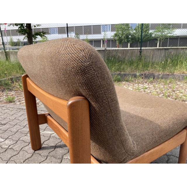 Brown Mid-Century Easy Chair in Teak-Stained Beech, 1970s For Sale - Image 8 of 9