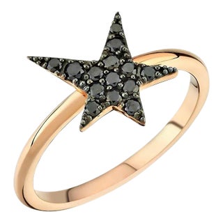 Own Your Story Blackout Rock Star Ring in Rose Gold, Size 4 For Sale