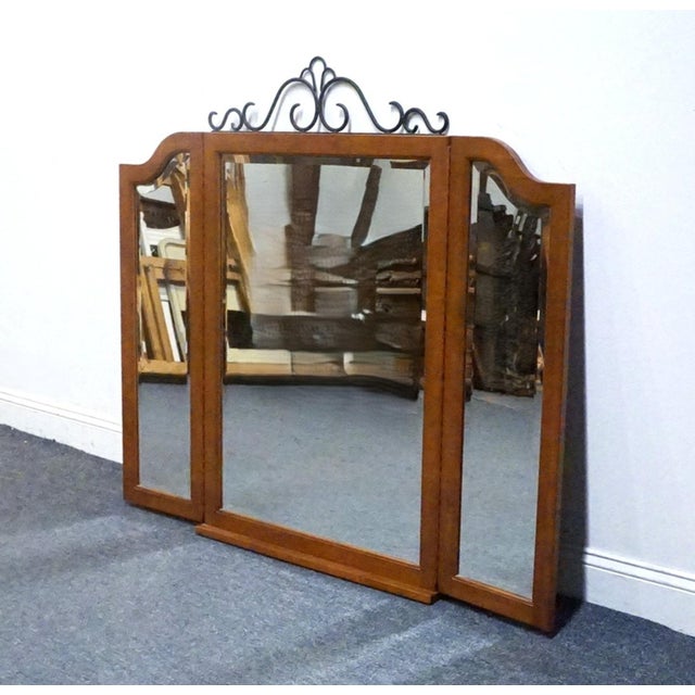 American Keller Furniture Solid Cherry Early American Colonial Revival 54" Tri-View Mirror 2624 For Sale - Image 3 of 7