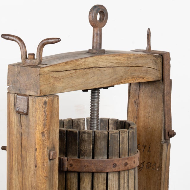 Rustic European Antique Wine Press From Hungary Dated 1932 For Sale - Image 3 of 12