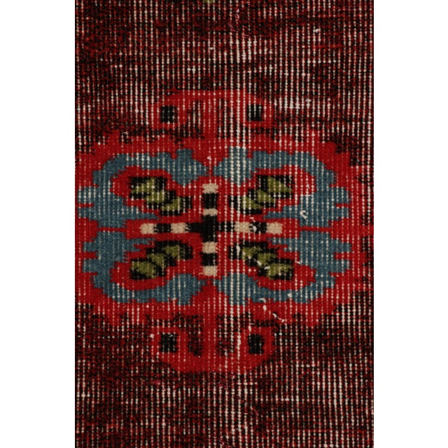 Vintage Mid-Century Purple and Red Geometric Wool Rug With Multi-Color Accents For Sale In New York - Image 6 of 7