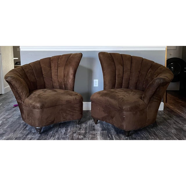 1940s Art Deco Channel Back Chairs in Grosfeld House Style a Pair