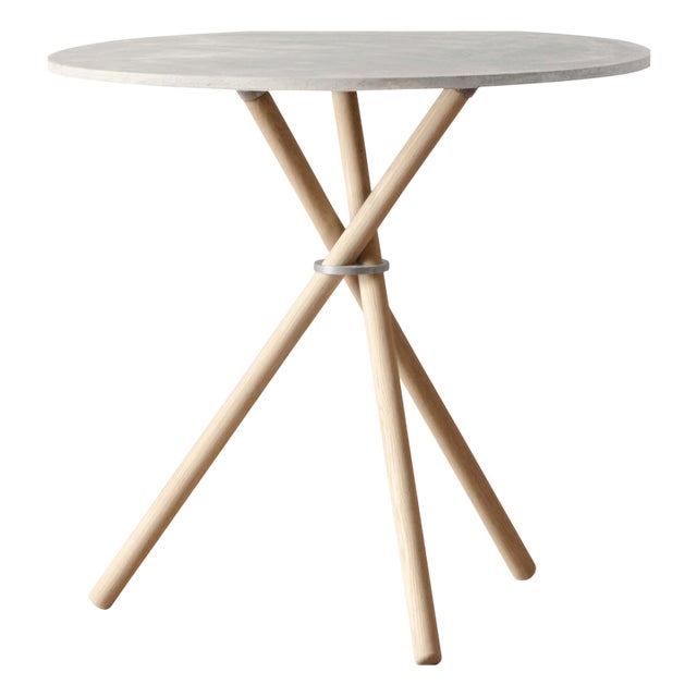 Aldric Light Concrete Top and Light Oak Legs Café Table by Eberhart Furniture For Sale