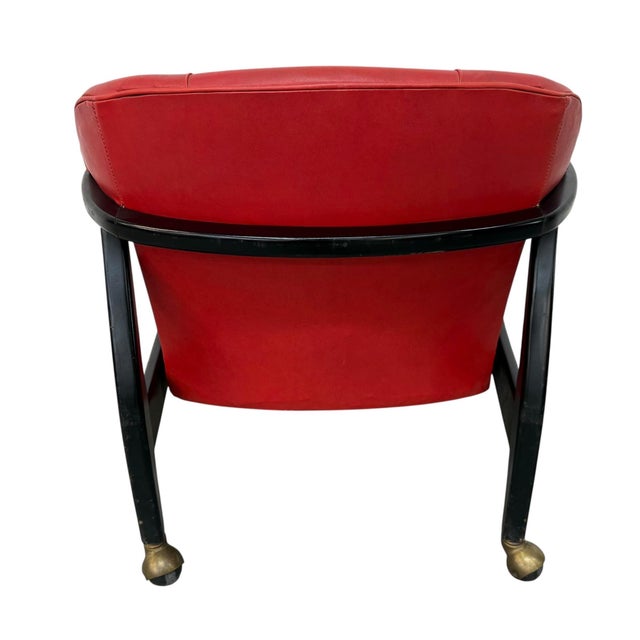 1960s Mid-Century Modern Red Vinyl Arm Chair For Sale - Image 5 of 7