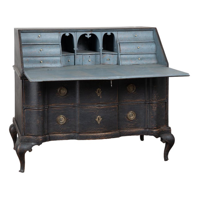Early 19th Century Danish Black Painted Pine Secretary Bureau For Sale