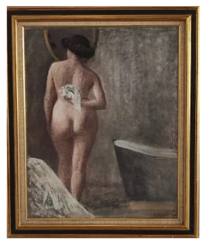 Henri Duvoisin, Dame à sa toilette, 1908, Oil on Canvas, Framed