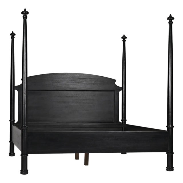 NOIR New Douglas Bed, Eastern King, Hand Rubbed Black For Sale