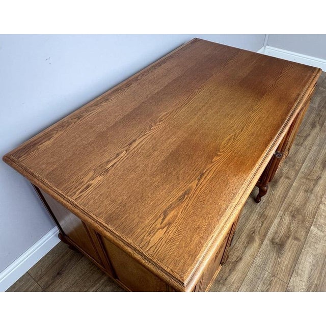 Vintage French Louis XIV Style Carved Oak 8-Drawer Sideboard For Sale - Image 14 of 18