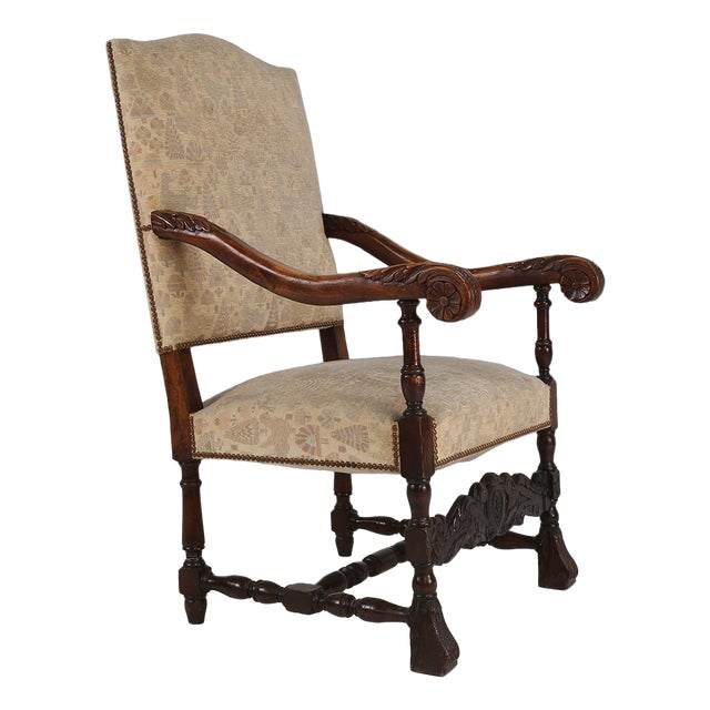 Antique Renaissance Throne Armchair in Carved Oak, France, 1850s For Sale