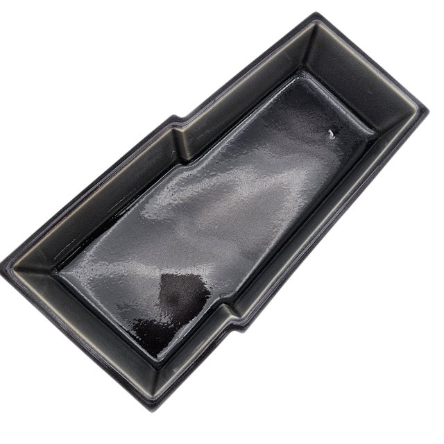 Japanese-Style Crackle Glaze Footed Post Modern Suiban Ikebana Tray 11.5" For Sale - Image 11 of 13