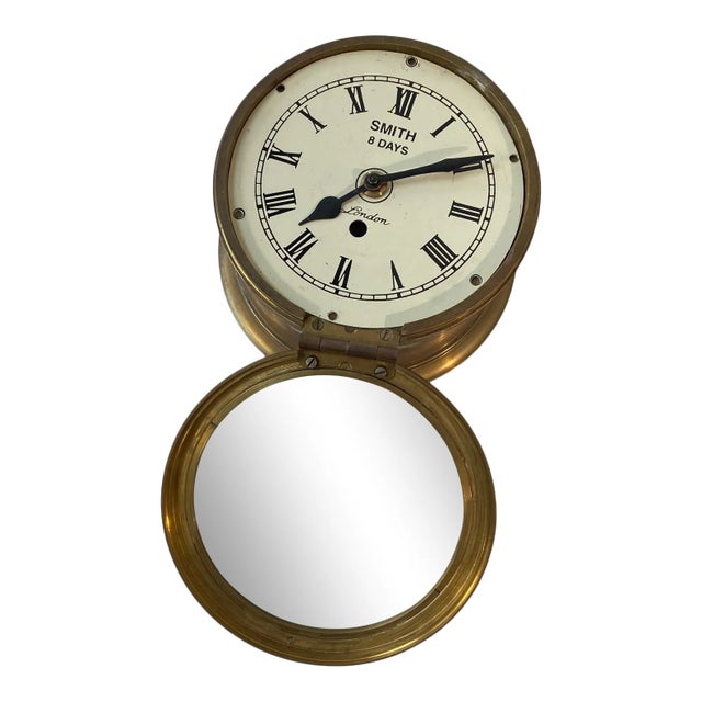 1990s Brass Decorative Ship Clock For Sale