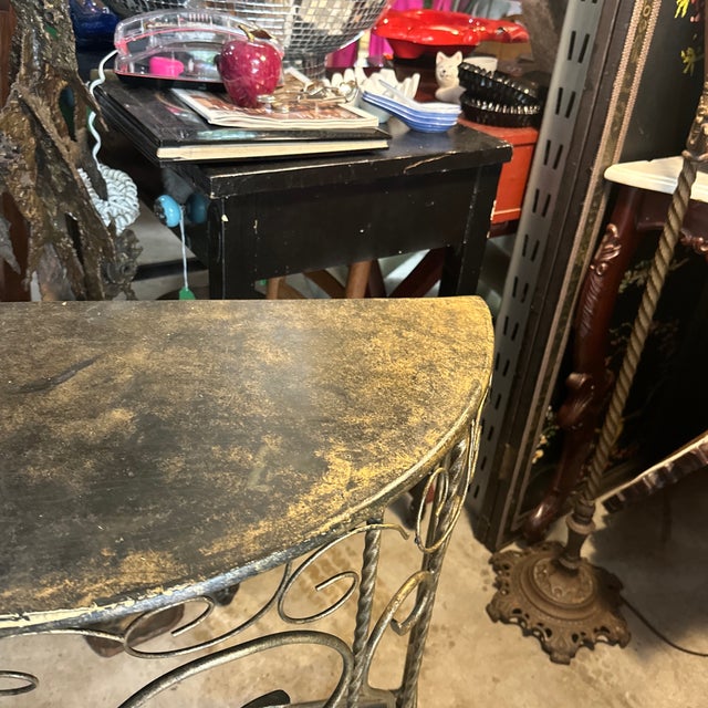 Vintage Metal Demilune Detailed Console Table For Sale In Atlanta - Image 6 of 10