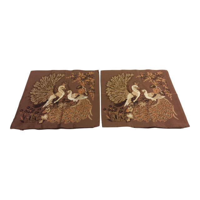 Thai Silk Peacock Accent Pillow Covers A Pair Chairish
