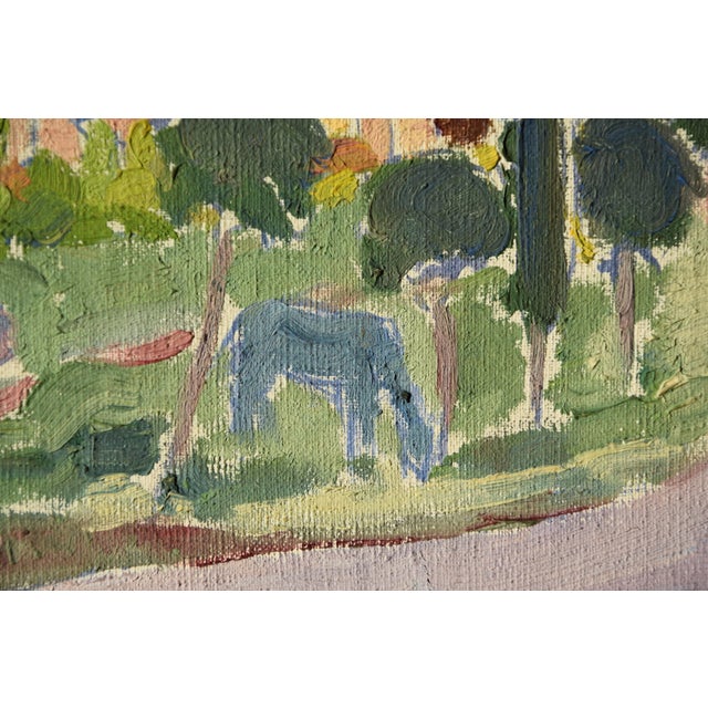 Anja Decker, Italian Street Scene with Horse, 1932, Oil Painting on Canvas For Sale - Image 7 of 10