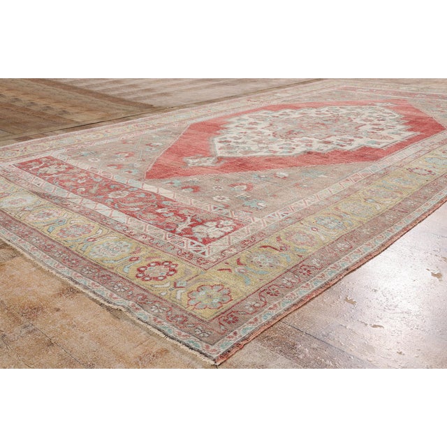 Red Vintage Turkish Oushak Rug, 06'07 X 11'07 For Sale - Image 8 of 10