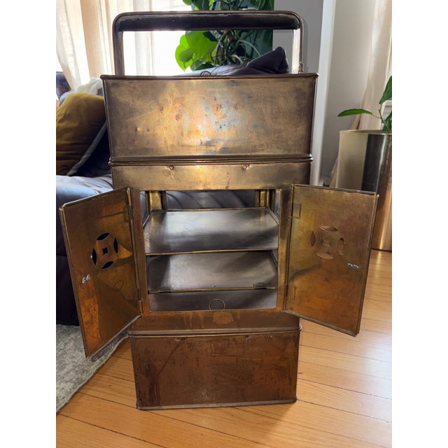 Brass Antique Chinese Brass Street Food Server Stand For Sale - Image 8 of 11