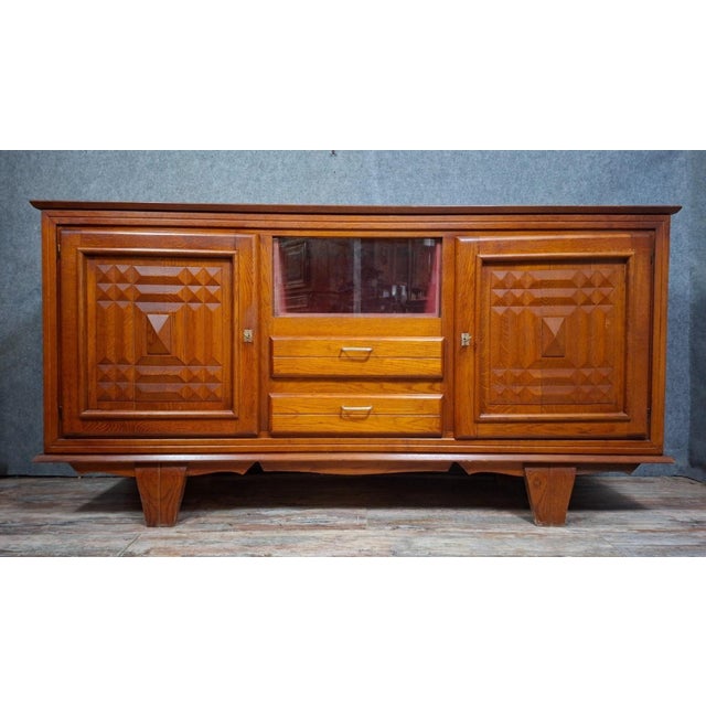 Low Art Deco Carved Oak Sideboard, 1930s For Sale - Image 10 of 10