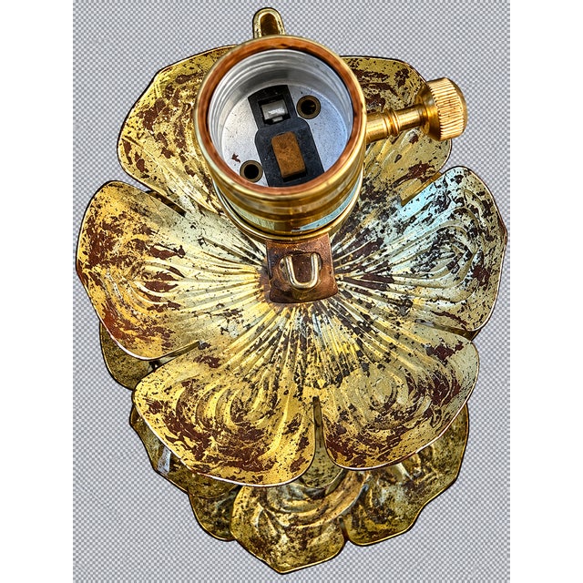 Metal Late 20th Century Hollywood Regency Tiered Feldman Style Lotus Flower Sculptural Metal Table Lamp For Sale - Image 7 of 8
