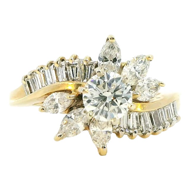 1.25 Carat Diamond 18k Gold Ring, Size 8.5 For Sale