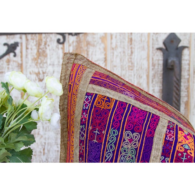 Traditional Meera Thar Silk Embroidered Antique Pillow For Sale - Image 3 of 10