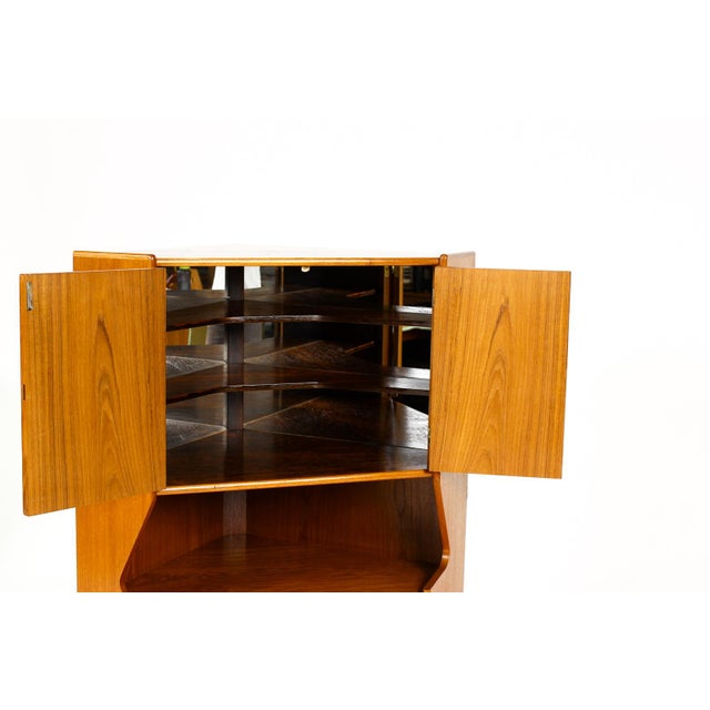 Danish Modern Mid Century Teak Corner Bar Cabinet — Johannes Sorth — Nexø Mobelfabrik, Attributed For Sale In Los Angeles - Image 6 of 12