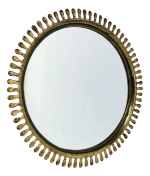 Brass Wall Mirror from Vereinigte Werkstätten, 1950s