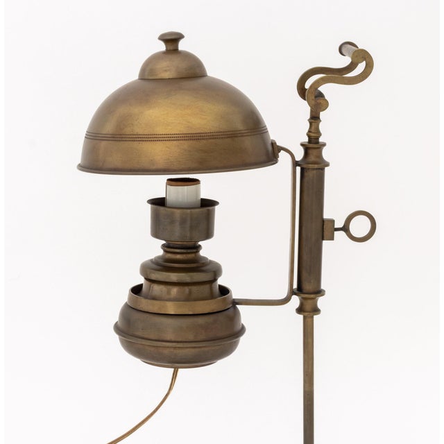 American Vintage Brass Adjustable Electrified Oil Lamp For Sale - Image 3 of 9