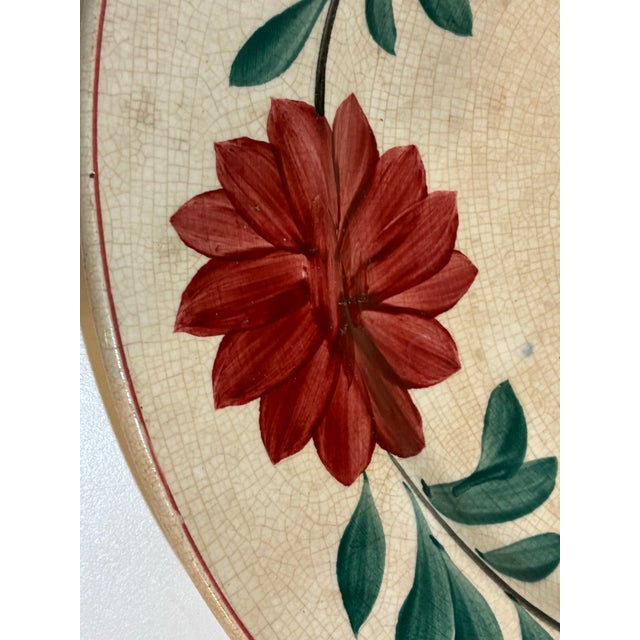 Ceramic Antique European Hand-Painted Folk Charger, c.1900 For Sale - Image 7 of 10