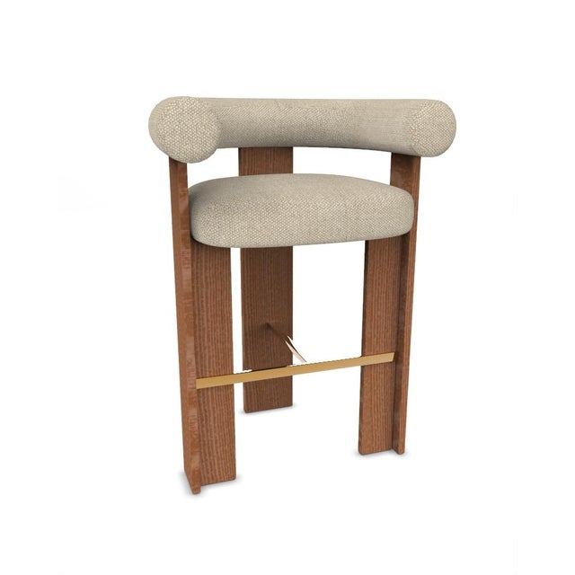 Contemporary Collector Modern Cassette Bar Chair in Safire 14 Fabric and Smoked Oak by Alter Ego For Sale - Image 3 of 7