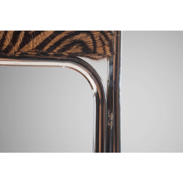 Italian Mid Century Modern Single Chrome Chair With Hair on Hide Seats Attributed to Otto Gerdau, Italy, Circa1970's For Sale - Image 11 of 13