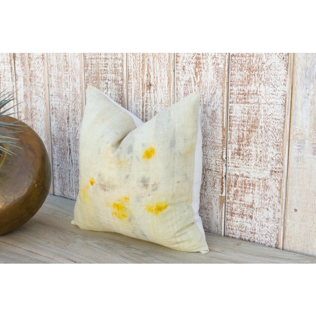 Indian Vintage Akai Tie Dyed Organic Silk Pillow For Sale - Image 3 of 10