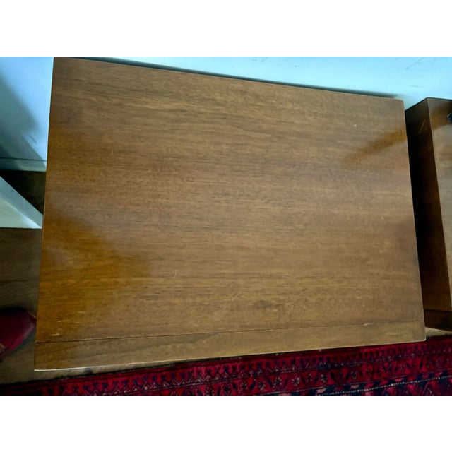 1960s Mid- Century Modern American of Martinsville Walnut Veneer 2 Drawer Nightstands For Sale - Image 6 of 12