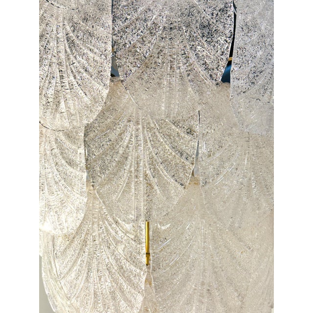 Murano Italian White Graniglia “Petals” Murano Glass Chandelier For Sale - Image 4 of 5