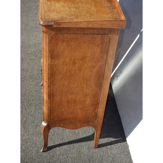 Pair of Antique French Louis XVI Brown Nightstands W Brass Hardware For Sale - Image 4 of 17