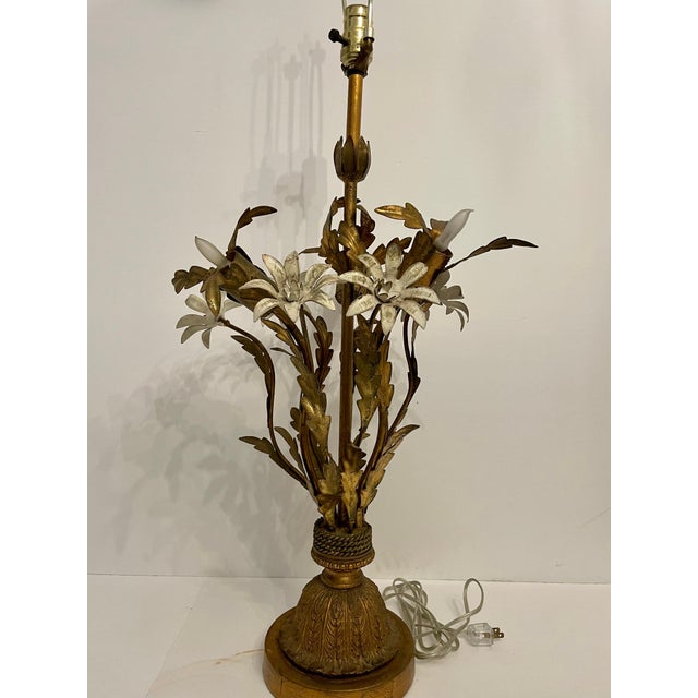 Gold Painted Gilt Italian Tole Lamp For Sale - Image 8 of 10
