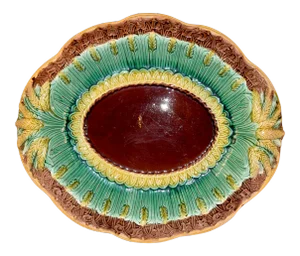 19th C Majolica Bread Tray